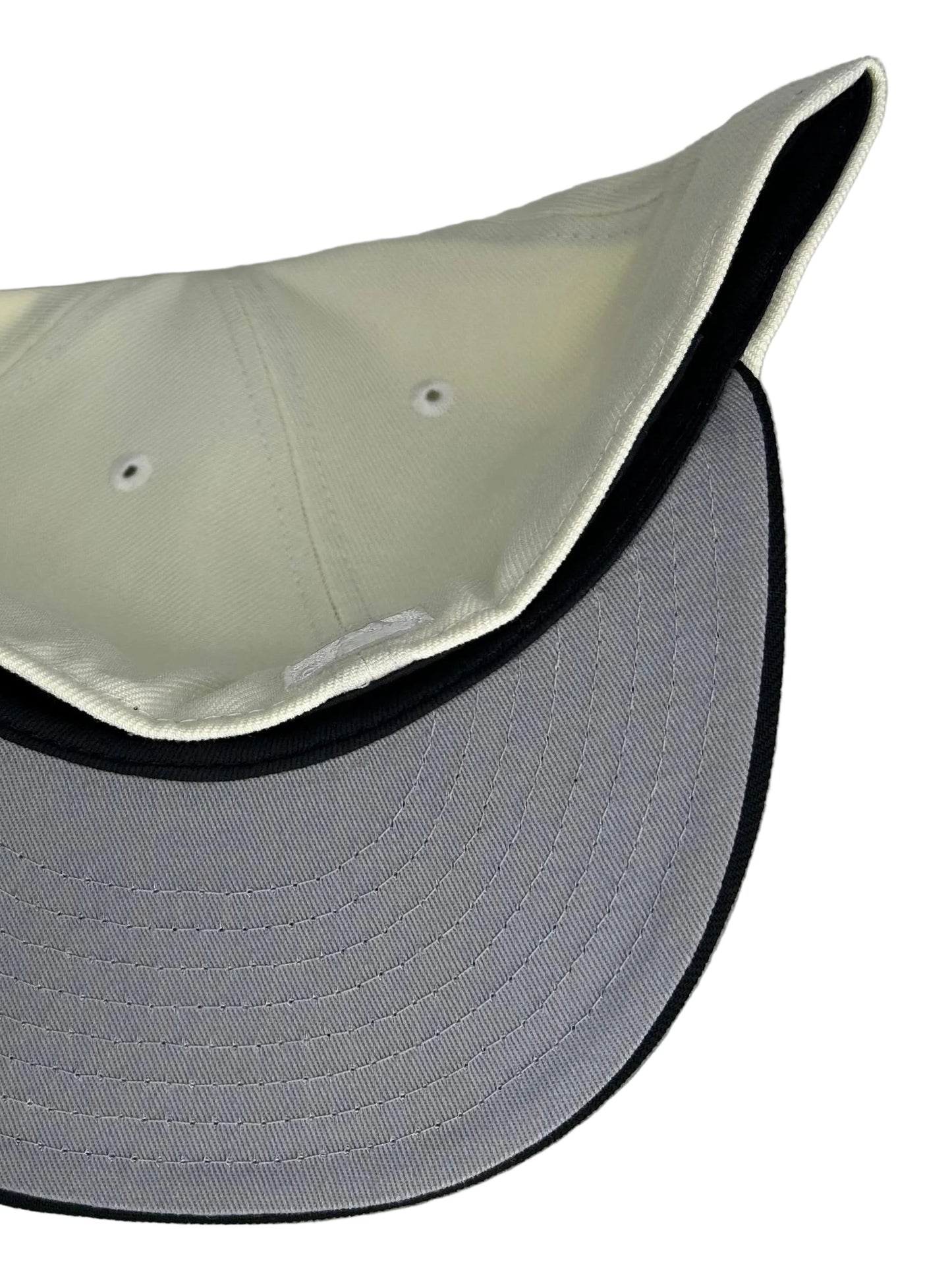 New Era 59FIFTY fitted hat features an Arizona Diamondbacks 25th Anniversary "script" logo on an off-white crown with a black visor.