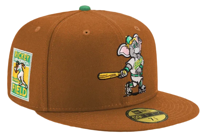 Oakland Athletics Mascot Rickey Henderson Side Patch Peanutbutter 59Fifty Fitted