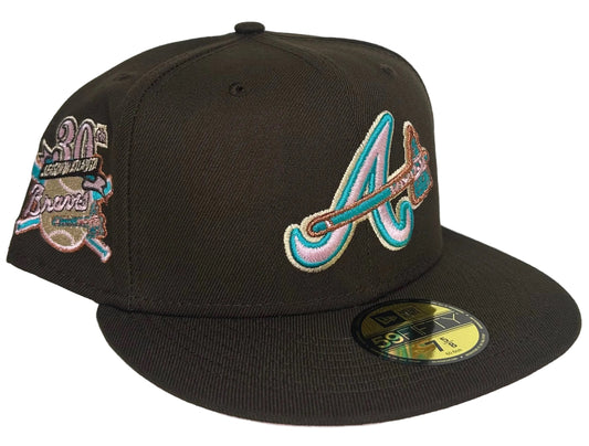 New Era 59FIFTY Atlanta Braves cap features a unique brown colorway with a 30th Anniversary side patch.