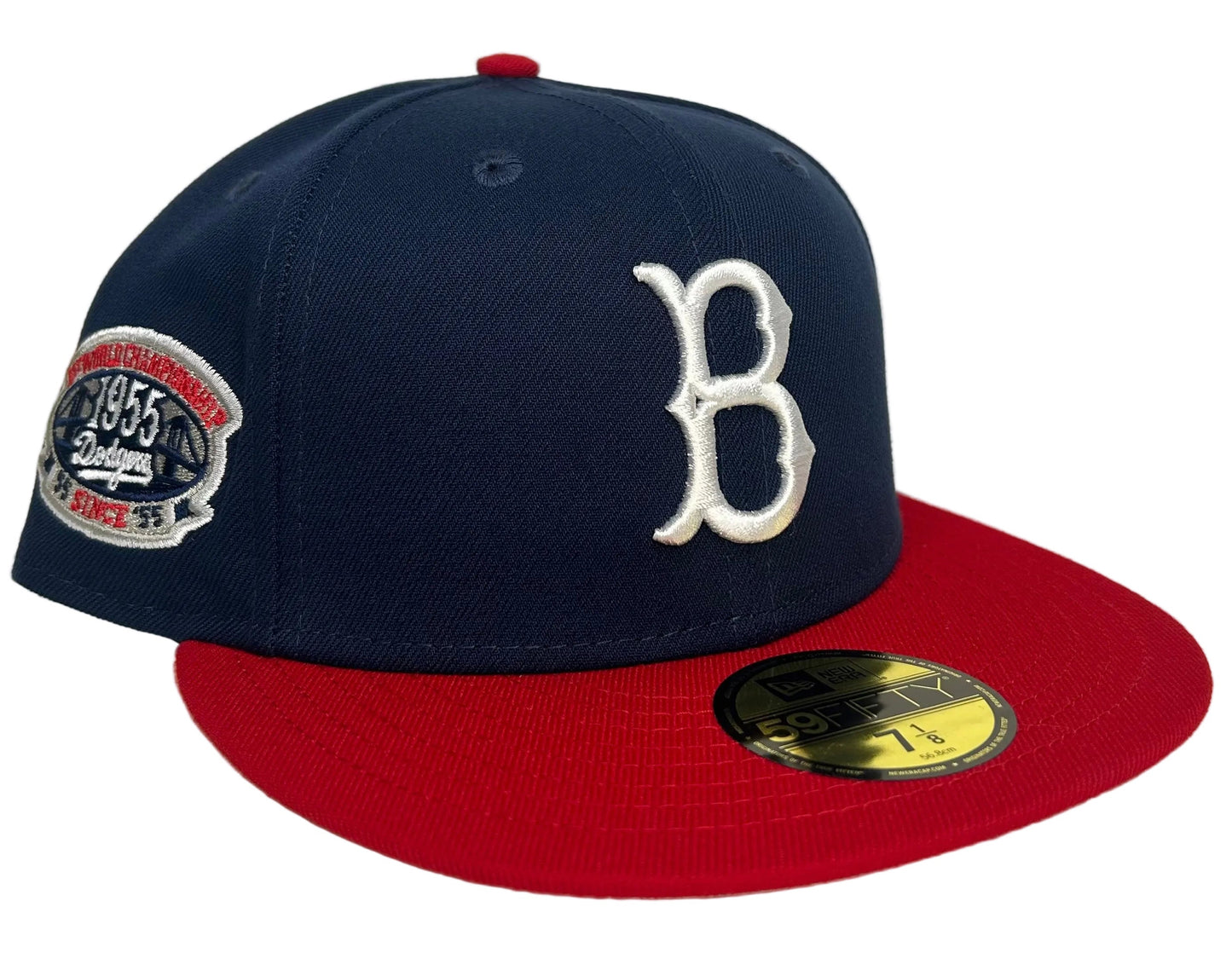 59Fifty Brooklyn Dodgers 1955 World Series Champions Patch Hat- Navy, Red