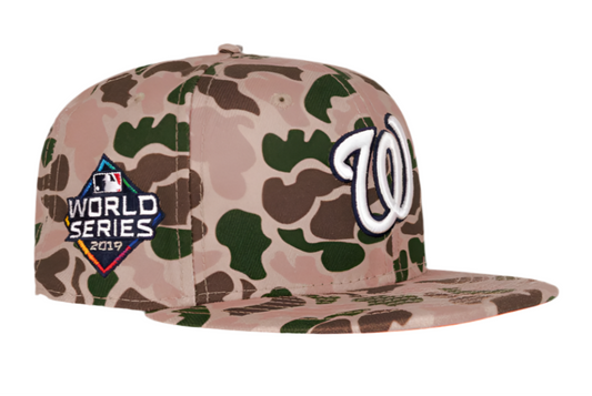 NEW ERA WASHINGTON NATIONALS FITTED ORANGE BOTTOM "DUCK CAMO WHITE" (2019 WORLD SERIES EMBROIDERY)