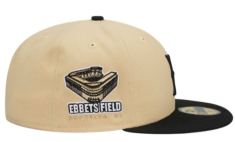 NEW ERA BROOKLYN DODGERS EBBETS FIELD BLACK VEGAS TWO TONE EDITION 59FIFTY FITTED HAT.