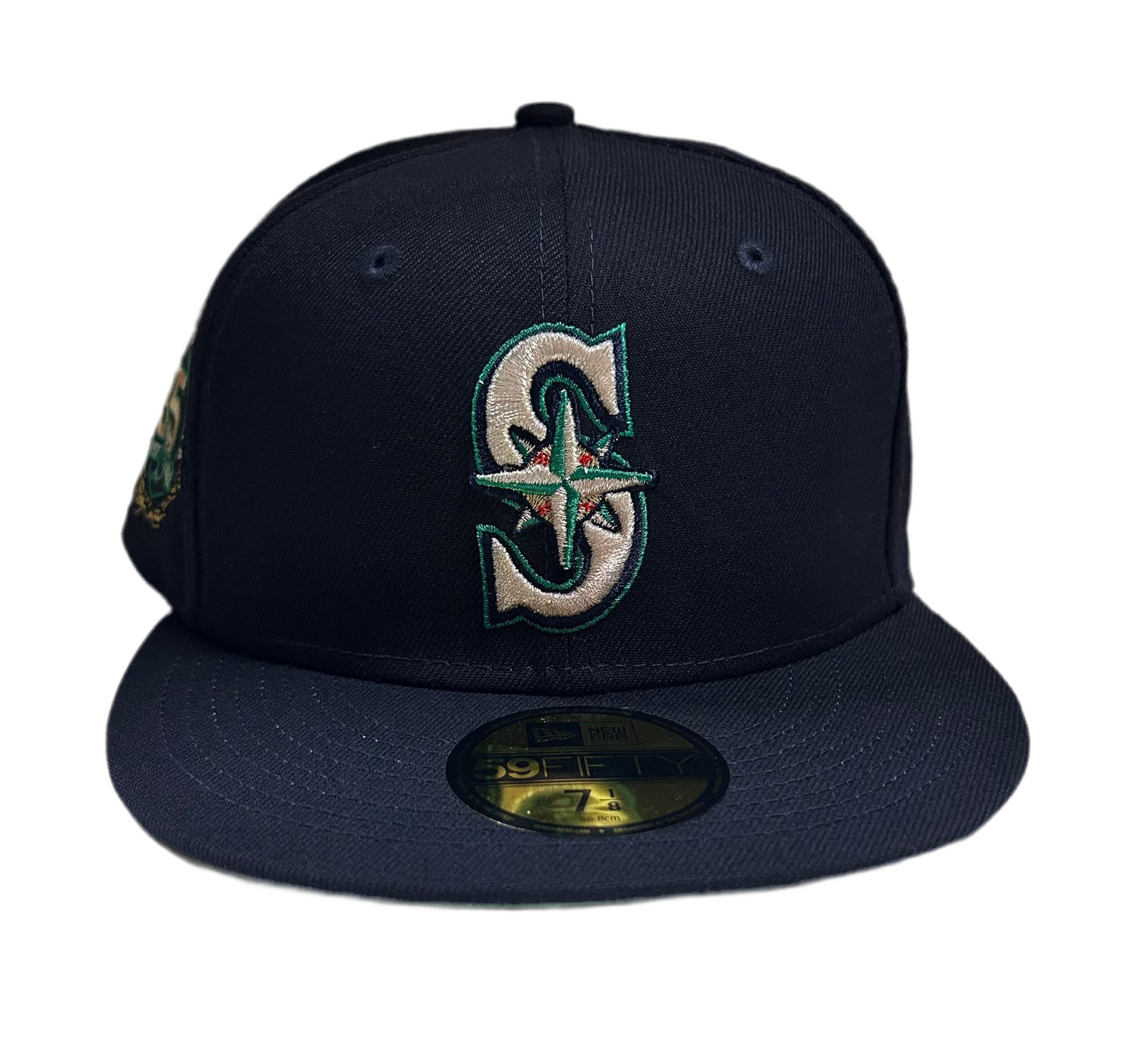 New Era Seattle Mariners 59Fifty New Era Green UV and 35 year anniversary Side Patch metallic gold