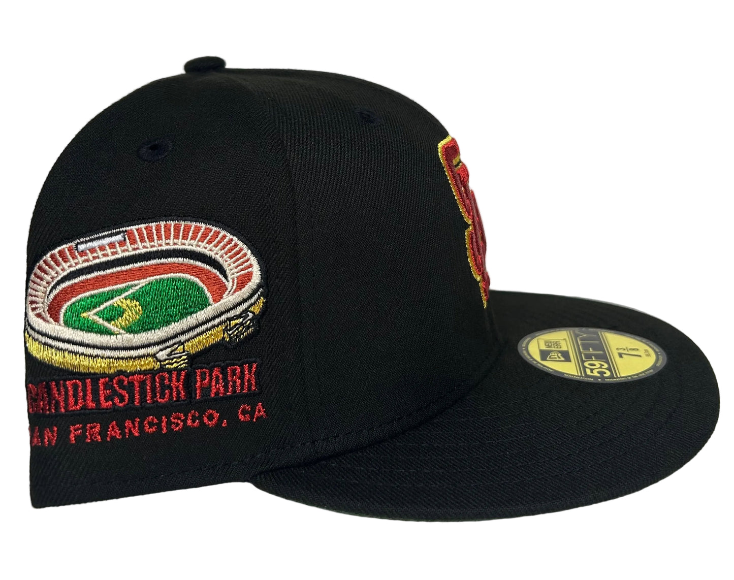 New Era San Francisco Giants Candlestick Park Black Copper Throwback Edition 59FIFTY fitted hat.