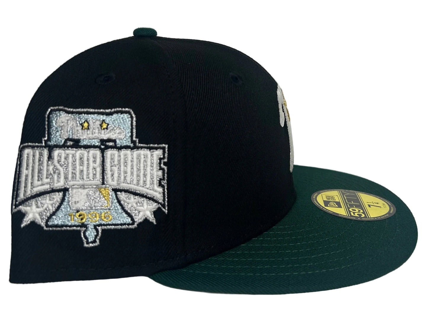 New Era Philadelphia Phillies 1996 All Star Game 59FIFTY fitted hat with a black crown and green visor.