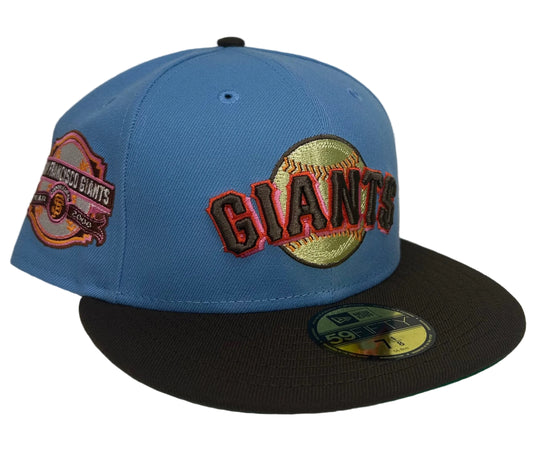 New Era 59FIFTY San Francisco Giants 2000 Inaugural Season fitted hat with a sky blue crown, brown visor.