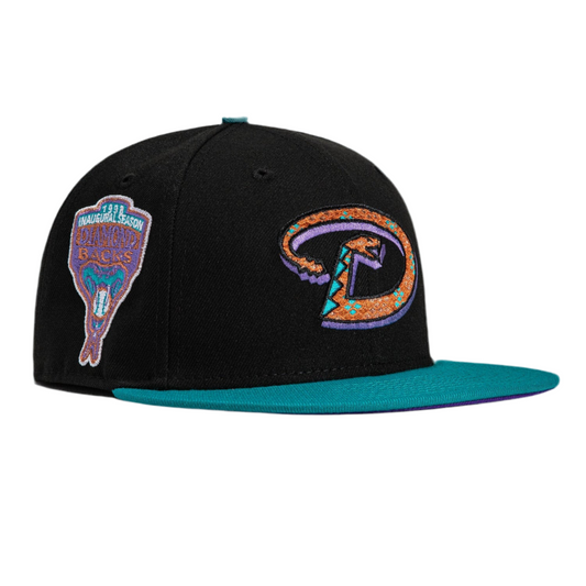 New Era 59Fifty Snake print Arizona Diamondbacks inaugural Patch D Hat - Black, Teal