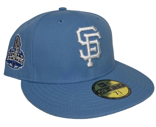 New Era San Francisco Giants "Iceberg" 59FIFTY fitted hat features a light blue crown and visor with a World Series side patch.