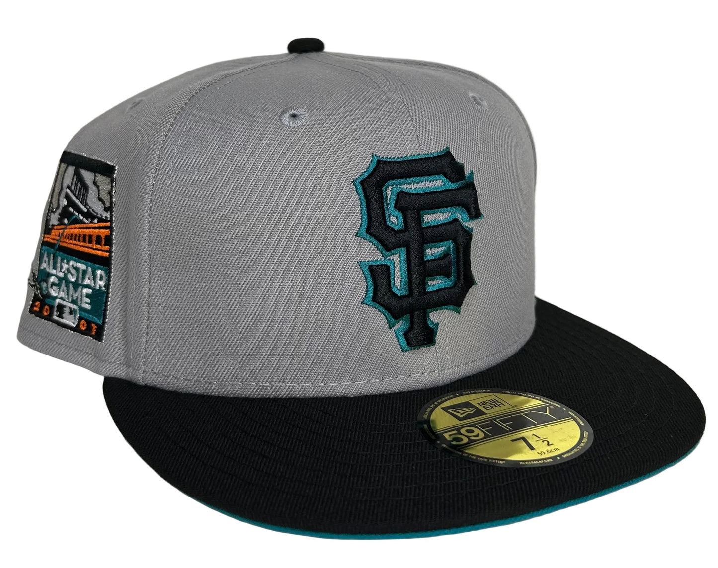 San Francisco Giants 2-Tone New Era 2007 All-Star Game Patch W/ a Teal UV 59FIFTY Hat.