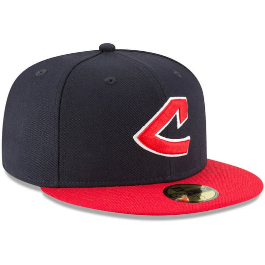 Men's New Era Navy Cleveland Indians Cooperstown Collection Wool 59FIFTY Fitted Hat.