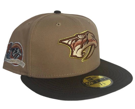 Nashville Predators “SABRETOOTH PREDATOR” New Era 59Fifty Fitted Hat - Khaki / Walnut.