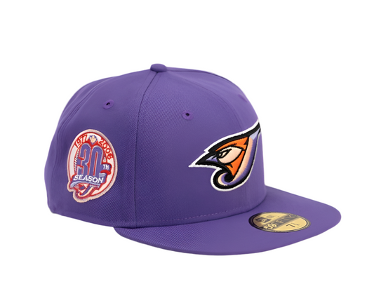 New Era 59fifty Blue Jays Purple & Orange W/ Gray UV.