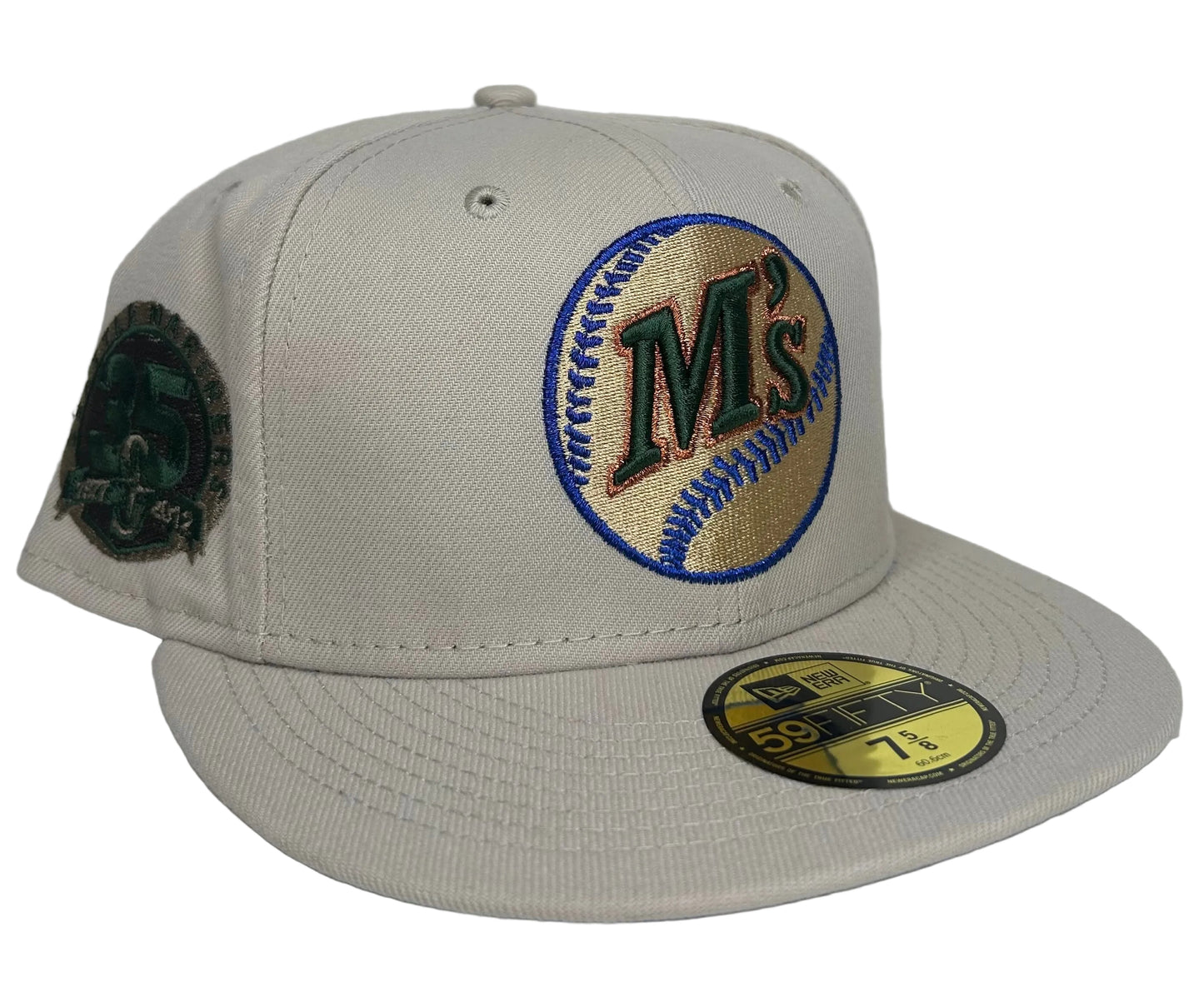 Seattle Mariners 59FIFTY fitted hat by New Era features a "Money Ball" colorway with a 35th-anniversary patch.