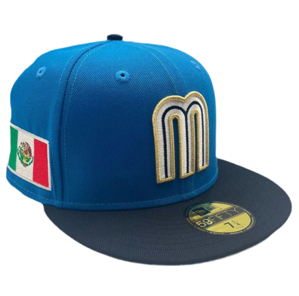 New Era Mens Mexico WBC World Baseball Classic 59Fifty Fitted Hat Cardinal Blue/Navy, Grey Undervisor