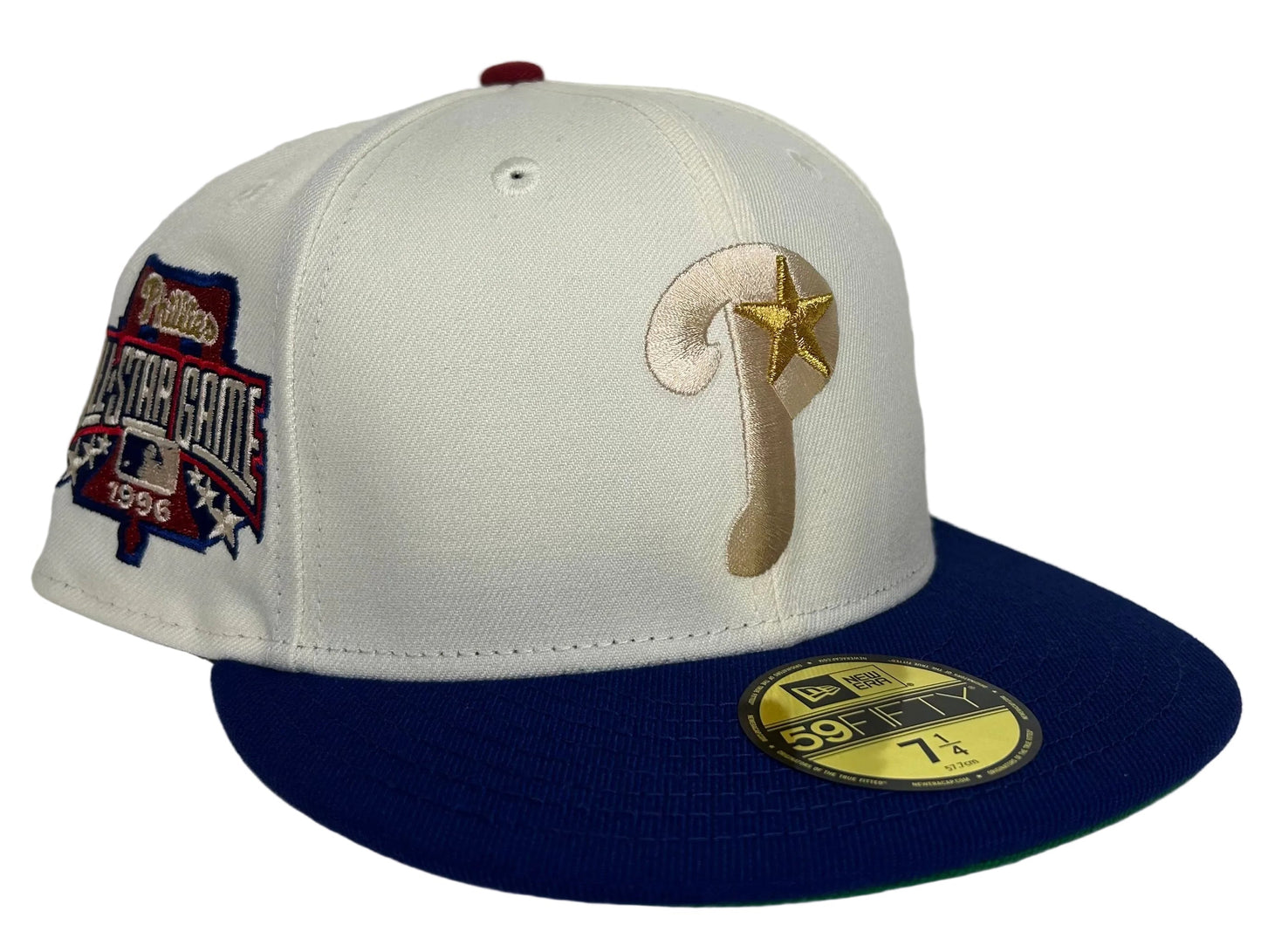 New Era Philadelphia Phillies “Philippines”59FIFTY fitted hat features an off-white crown, a royal visor, and a 1996 All-Star Game patch.