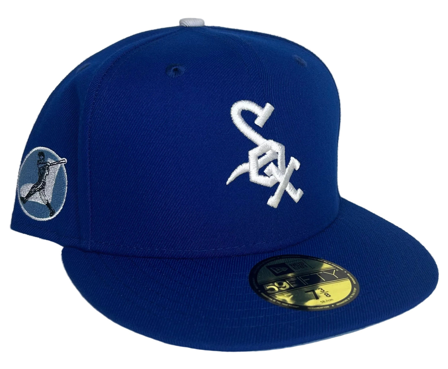 New Era Chicago White Sox  “Icy Socks” By: Fitted Bands 59FIFTY Fitted Hat featuring the classic white "SOX" logo on the front and a vintage batter side patch.