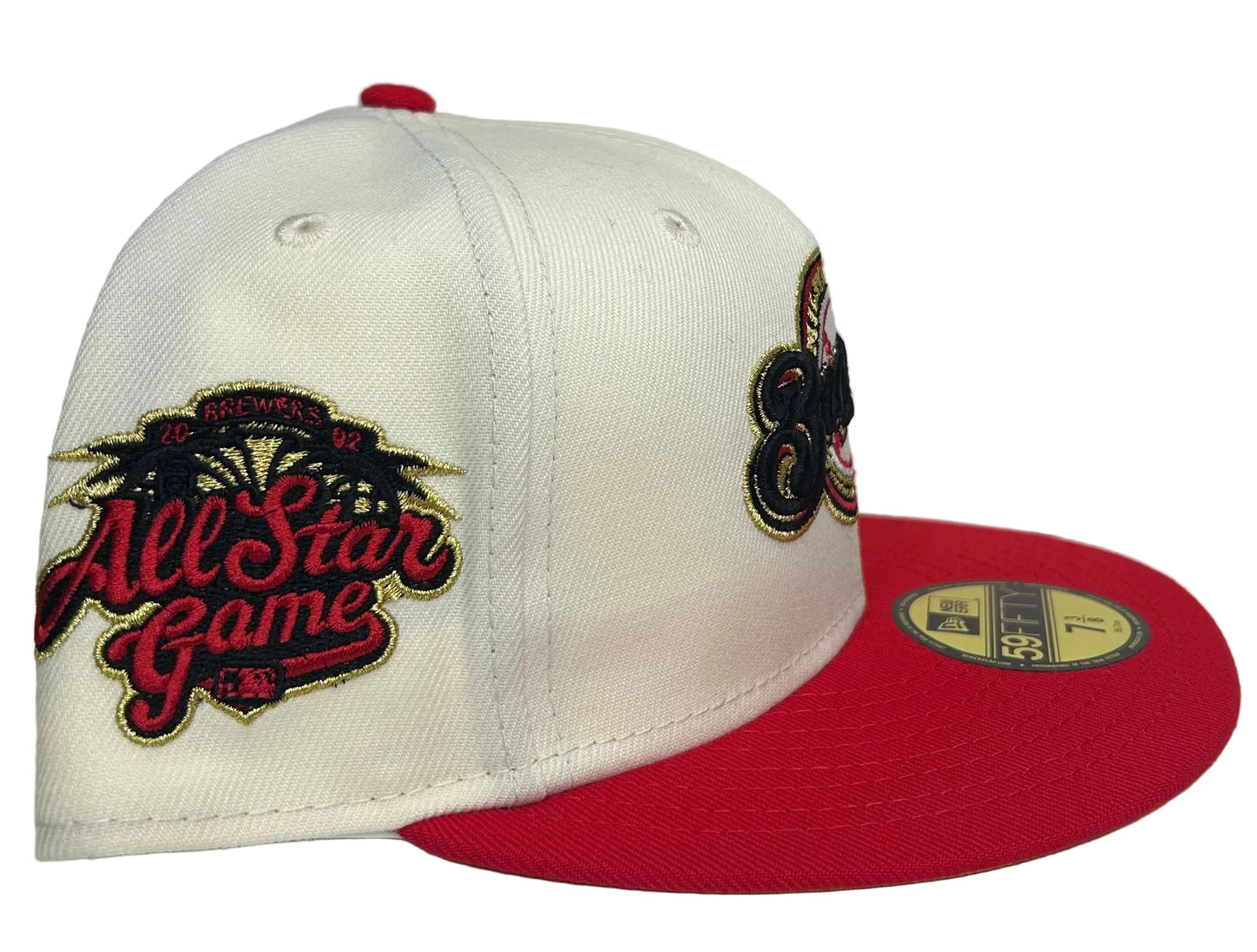 New Era Milwaukee Brewers All-Star Game 59FIFTY fitted hat with a red brim.