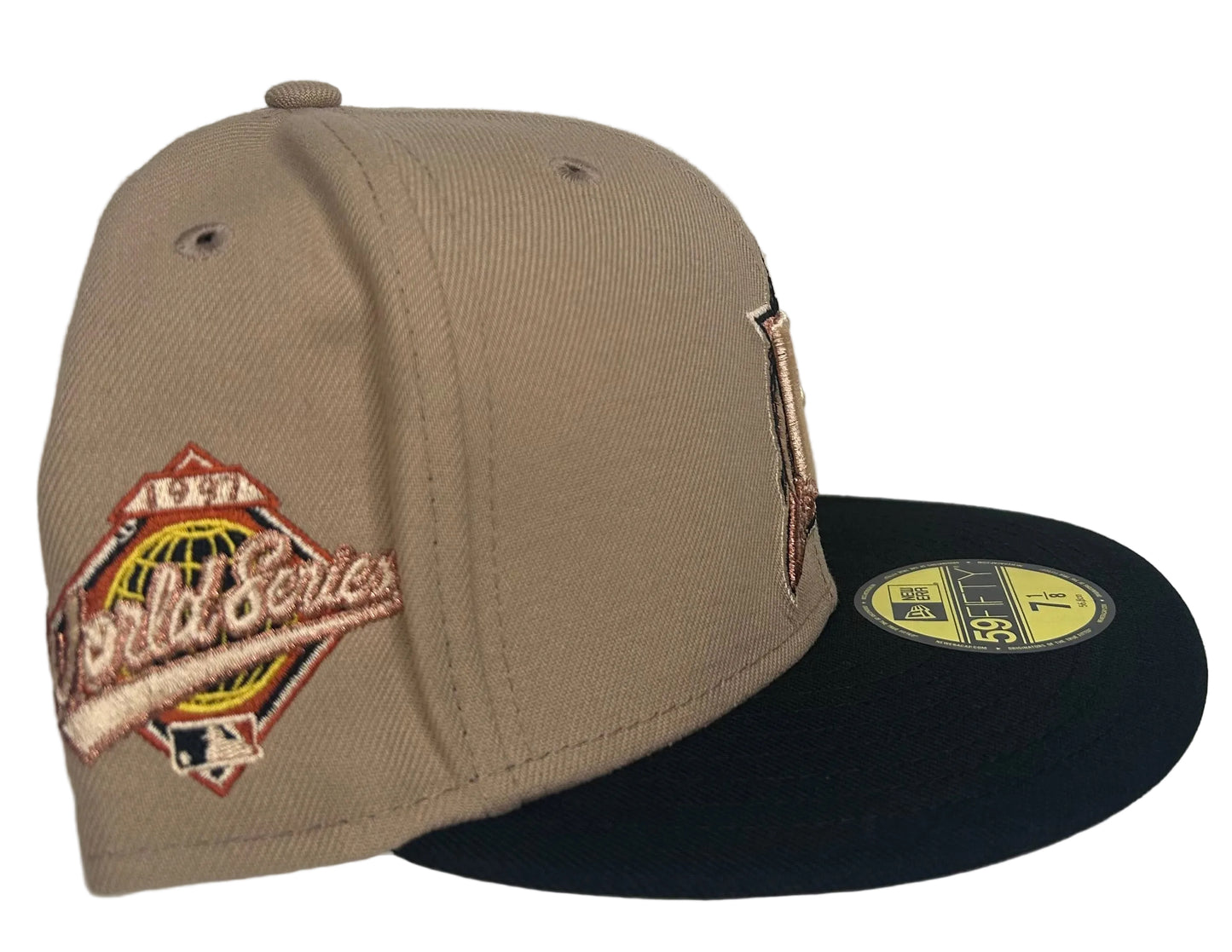 New Era Campfire Miami Marlins 1997 World Series Patch Fitted Hat in burnt orange.