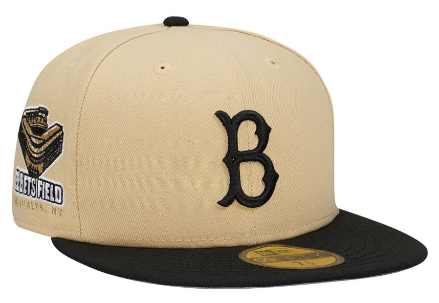 NEW ERA BROOKLYN DODGERS EBBETS FIELD BLACK VEGAS TWO TONE EDITION 59FIFTY FITTED HAT.