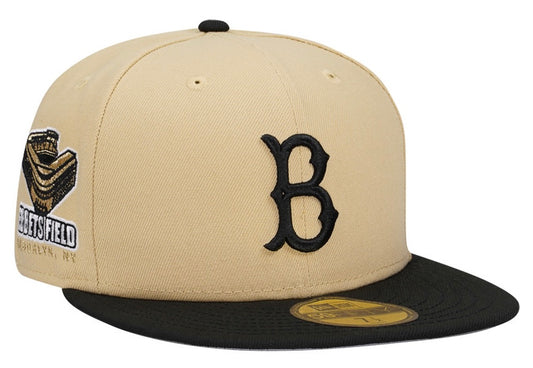 NEW ERA BROOKLYN DODGERS EBBETS FIELD BLACK VEGAS TWO TONE EDITION 59FIFTY FITTED HAT.