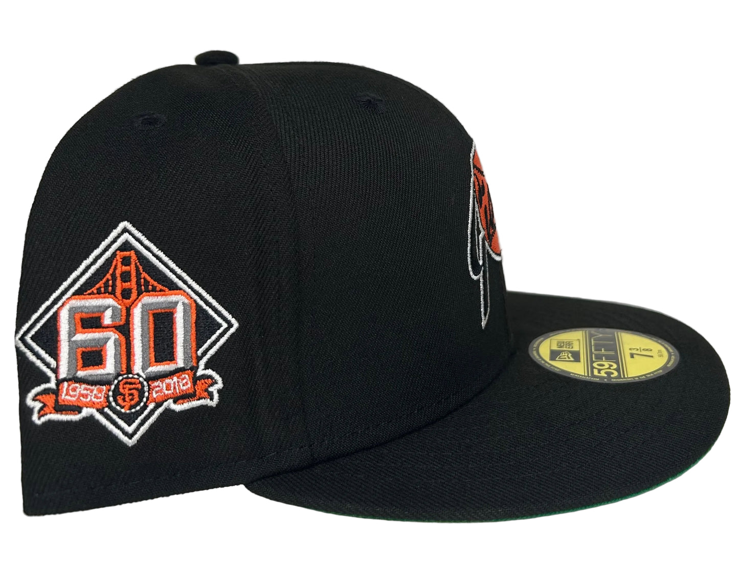 NEW ERA SAN FRANCISCO GIANTS 60TH ANNIVERSARY BLACK THROWBACK EDITION 59FIFTY FITTED HAT.