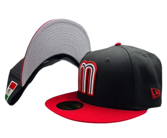 Mexico 59Fifty New Era fitted Hat Black / Red Grey UV.