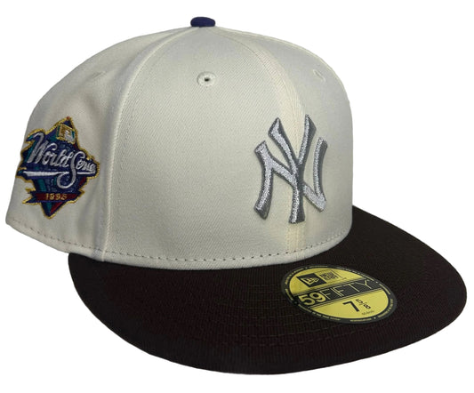 New Era 59FIFTY New York Yankees fitted cap featuring a 1998 World Series side patch.