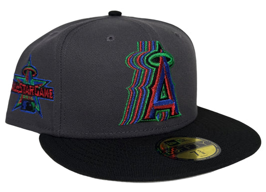 New Era Los Angeles Angels 59FIFTY fitted cap featuring a grey crown and black visor “Trippy Angels” Fitted .