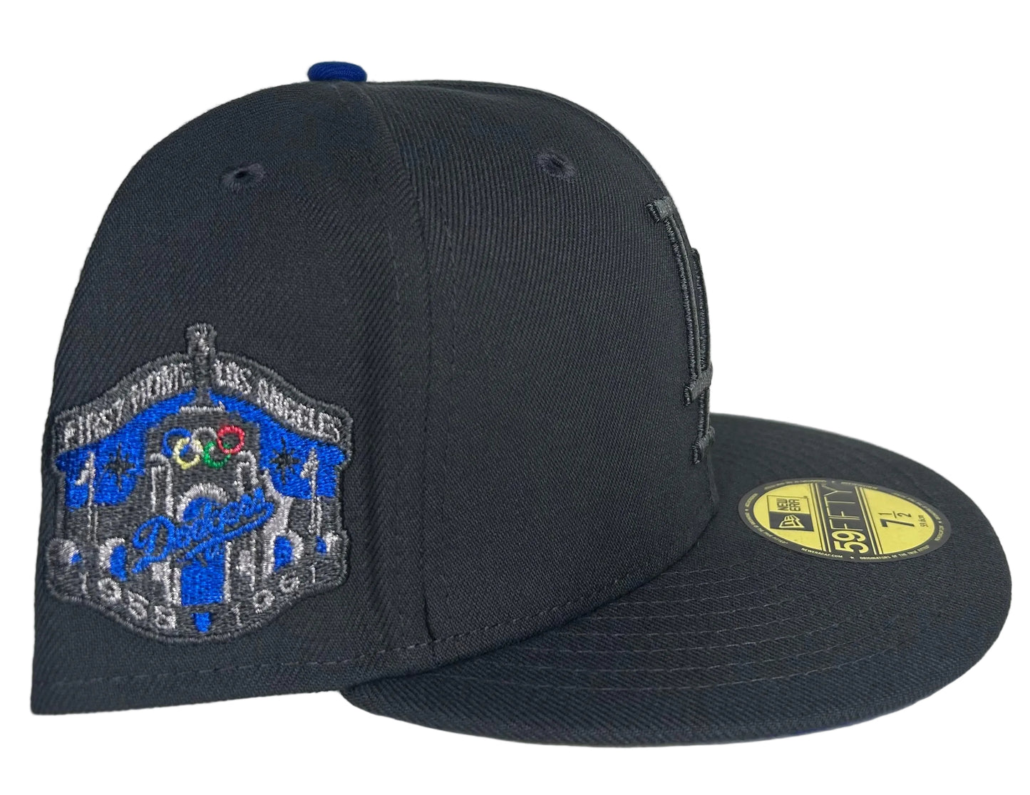 LOS ANGELES DODGERS HAT GRAY NEW ERA 59FIFTY 1ST STADIUM IN LA PATCH FITTED.