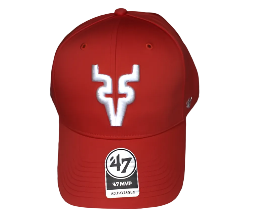 Red and White 47 Brand MVP adjustable Venados de Mazatlán baseball cap. 