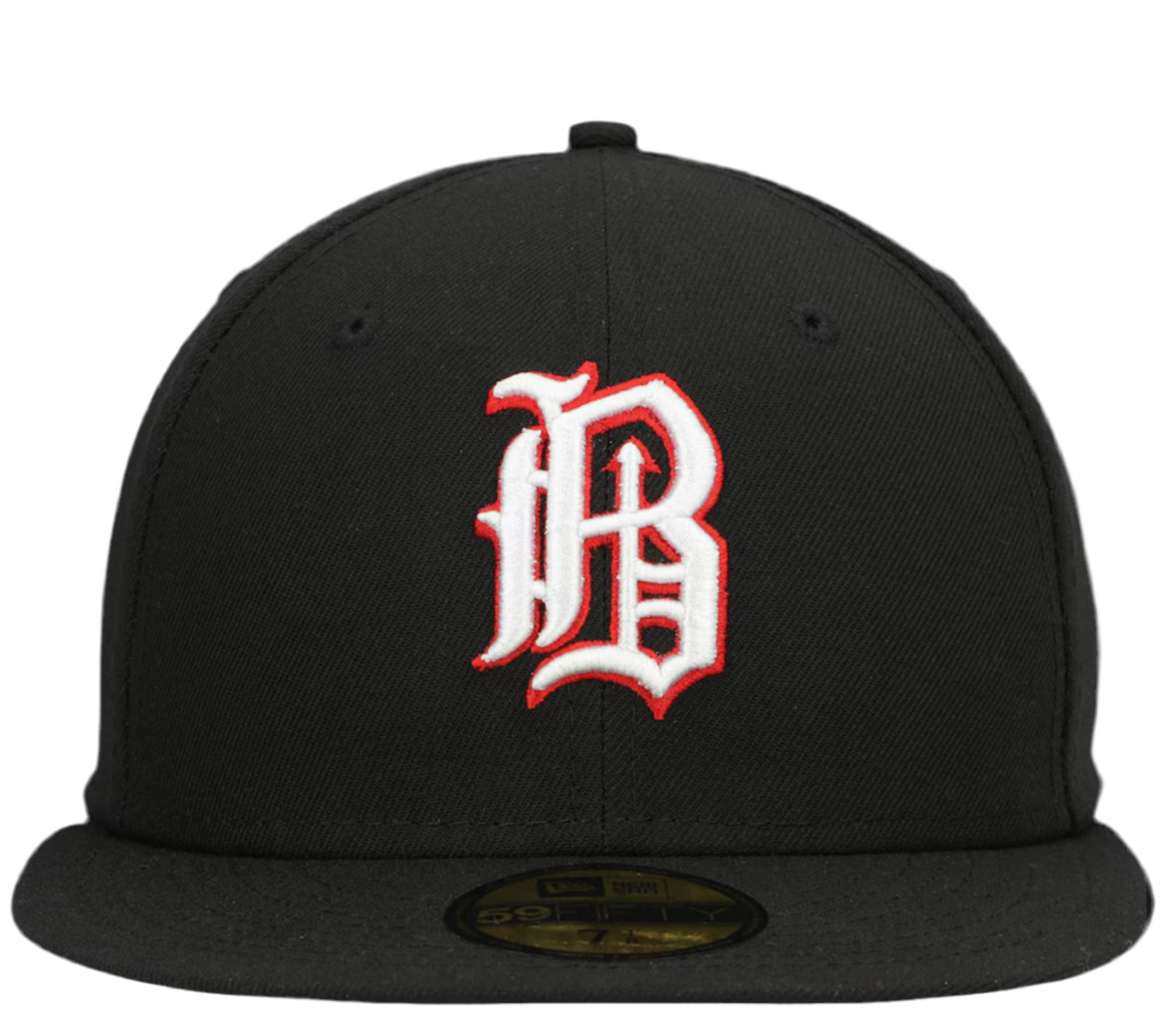 BIRMINGHAM BARONS FITTED NEW ERA 59FIFTY HOME BLACK HAT CAP BLACK UV