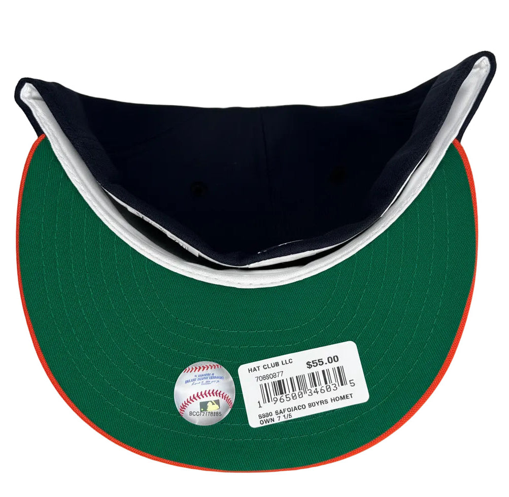 New Era San Francisco Giants 59FIFTY fitted hat features an orange brim and a special 50th-anniversary side patch.