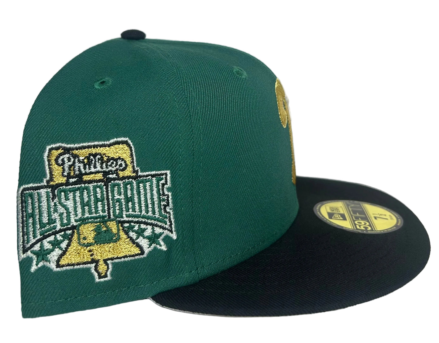 Dark Green Philadelphia Phillies New Era 59FIFTY fitted hat featuring a black visor and a 1996 All Star Game side patch.