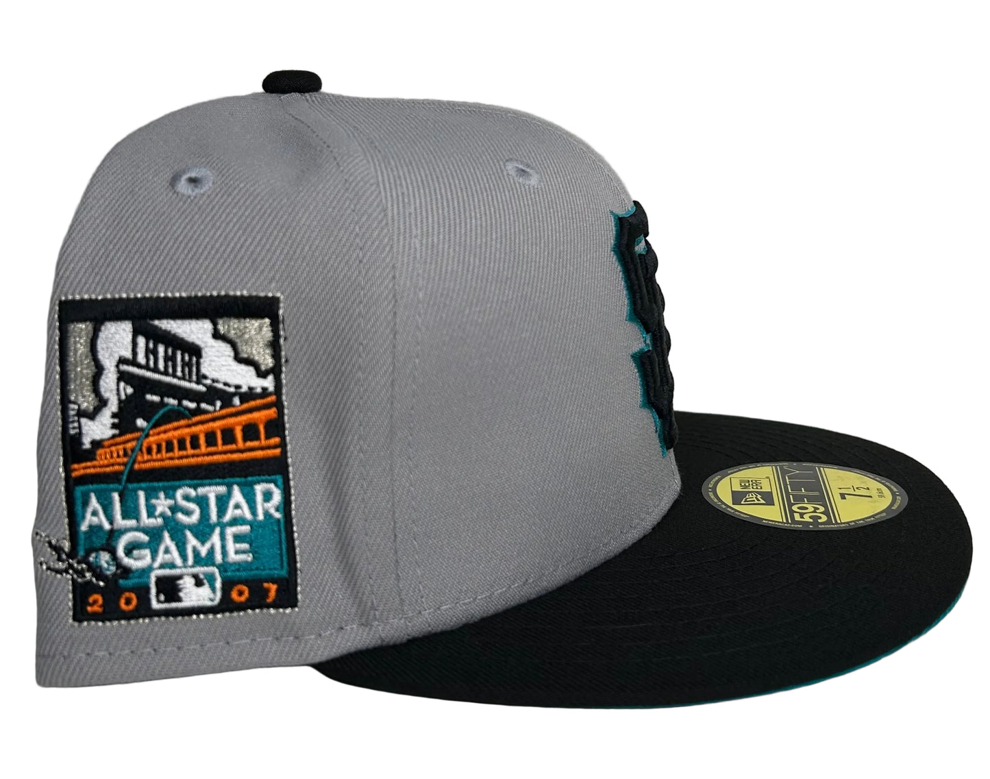 San Francisco Giants 2-Tone New Era 2007 All-Star Game Patch W/ a Teal UV 59FIFTY Hat.