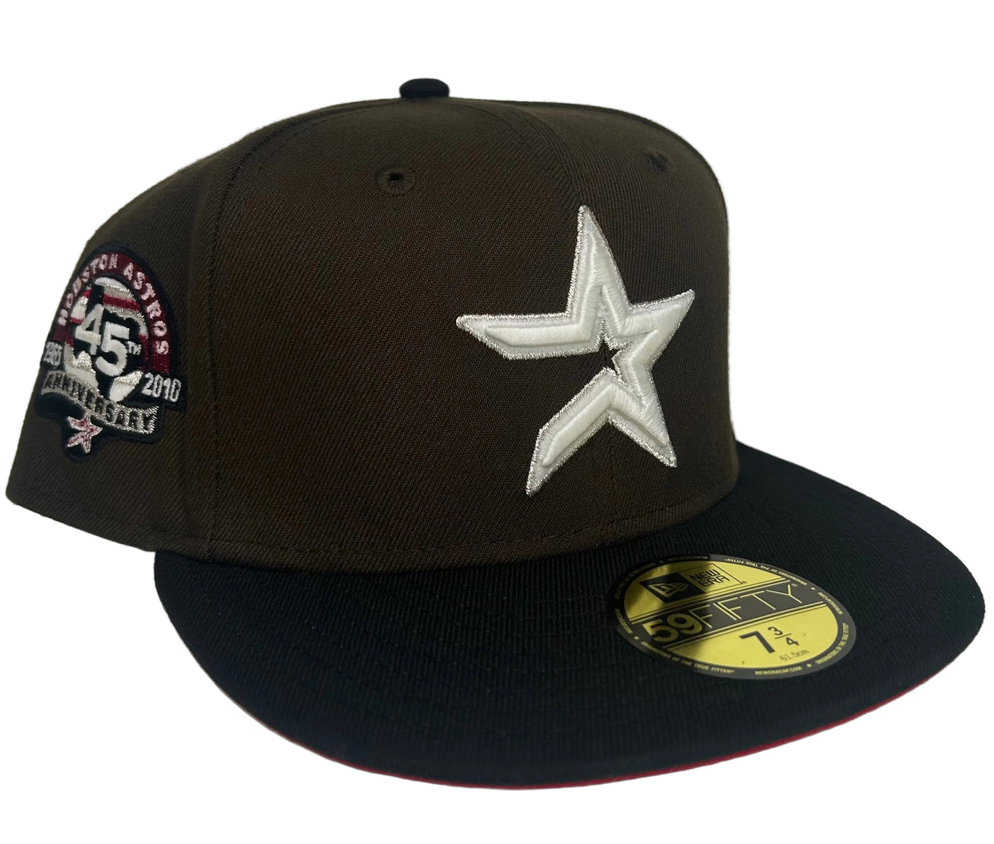 New Era 59Fifty Houston Astros fitted cap in brown with a black brim, featuring a 45th Anniversary side patch.