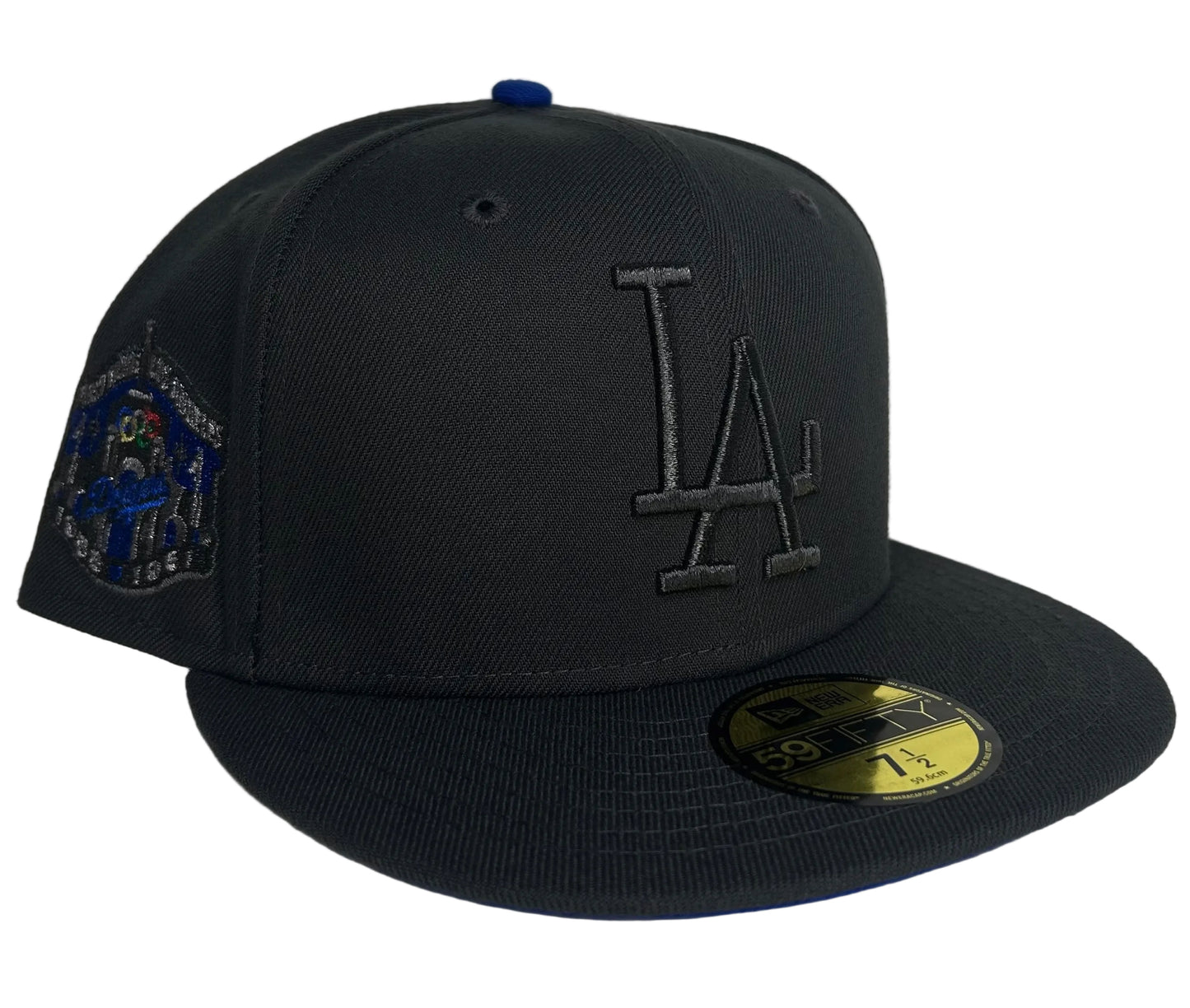 LOS ANGELES DODGERS HAT GRAY NEW ERA 59FIFTY 1ST STADIUM IN LA PATCH FITTED.