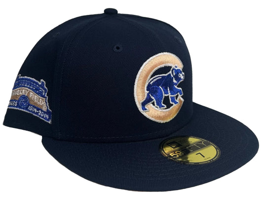 New Era 59Fifty Chicago Cubs 100th Anniversary Wrigley Field side patch fitted hat.
