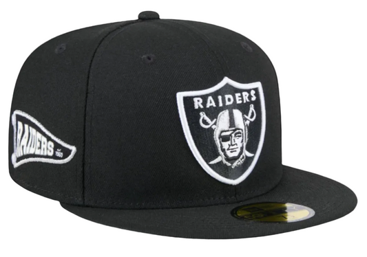 RAIDERS FITTED NEW ERA 59FIFTY PENNANT CAP HAT GREY UV
