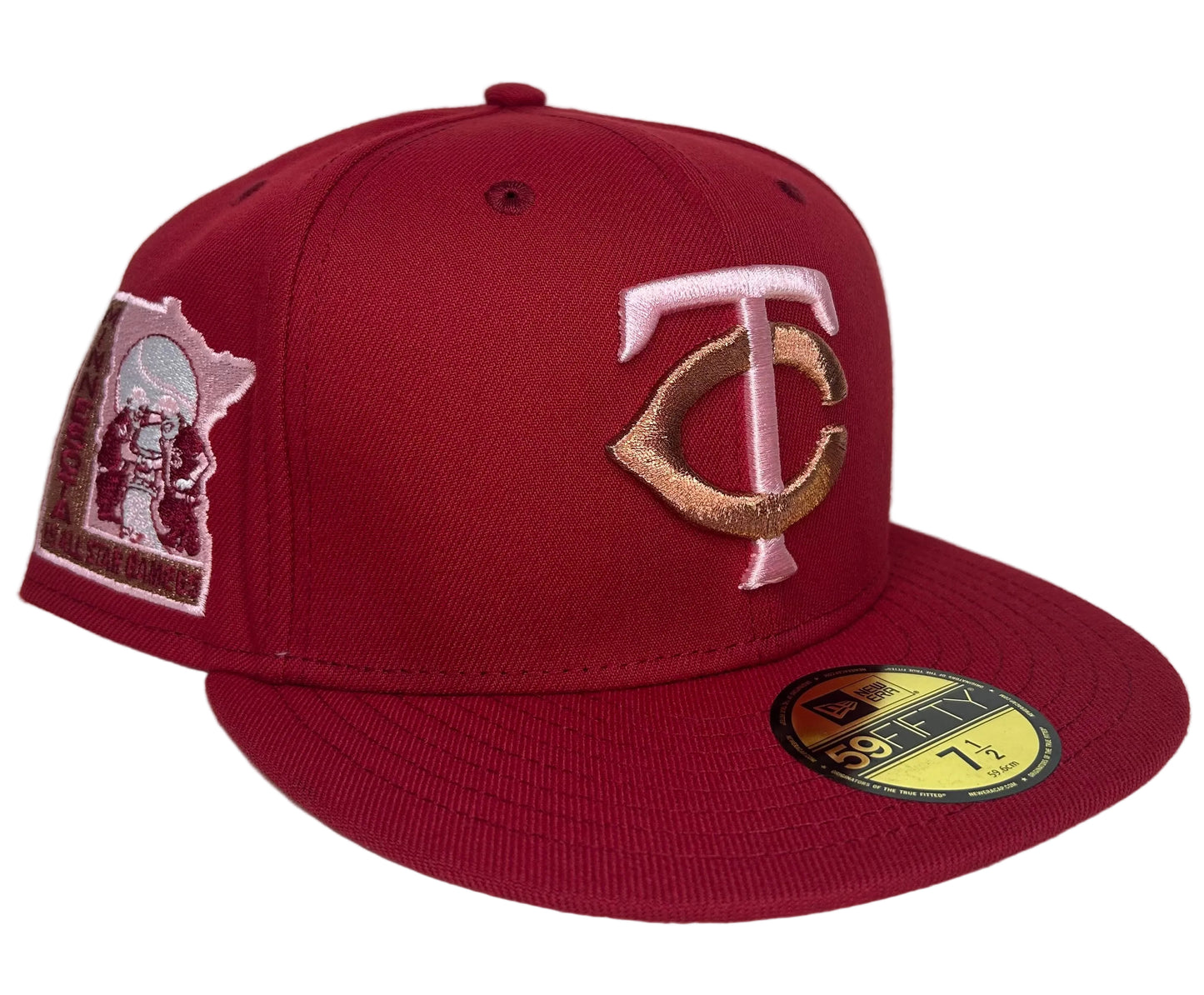 New Era 59FIFTY Minnesota Twins Fitted Hat styled in a distinct burgundy/cardinal red colorway.