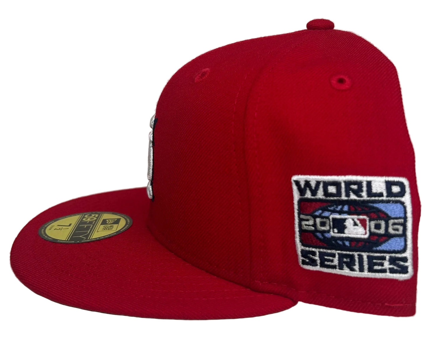 New Era St. Louis Cardinals 2006 World Series 59FIFTY fitted hat, featuring a bold red color and the embroidered 2006 World Series patch.