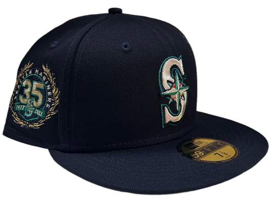 New Era Seattle Mariners 59Fifty New Era Green UV and 35 year anniversary Side Patch metallic gold