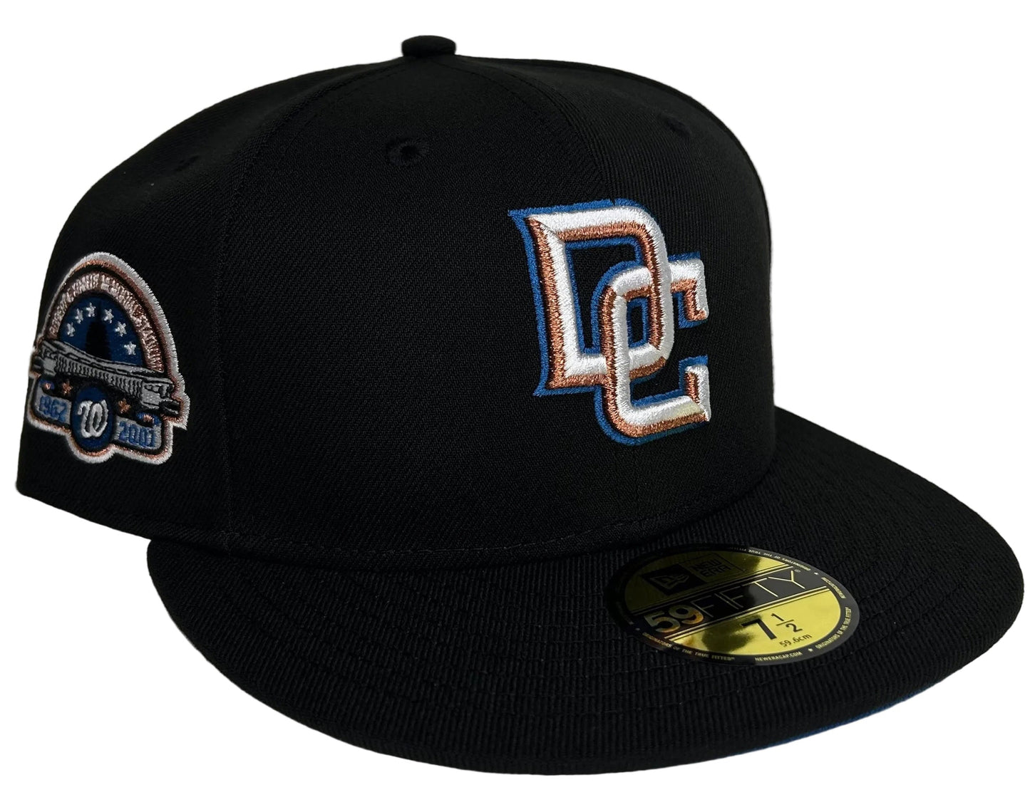 New Era 59FIFTY fitted Washington Nationals hat is a HC Exclusive featuring a "Crossover" DC logo design.