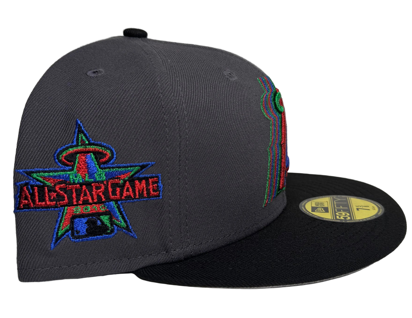 New Era Los Angeles Angels 59FIFTY fitted cap featuring a grey crown and black visor “Trippy Angels” Fitted .