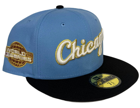 New Era “Rahnni fitteds” Chicago White Sox fitted hat featuring a light blue crown, black brim, and a 2005 World Series patch.