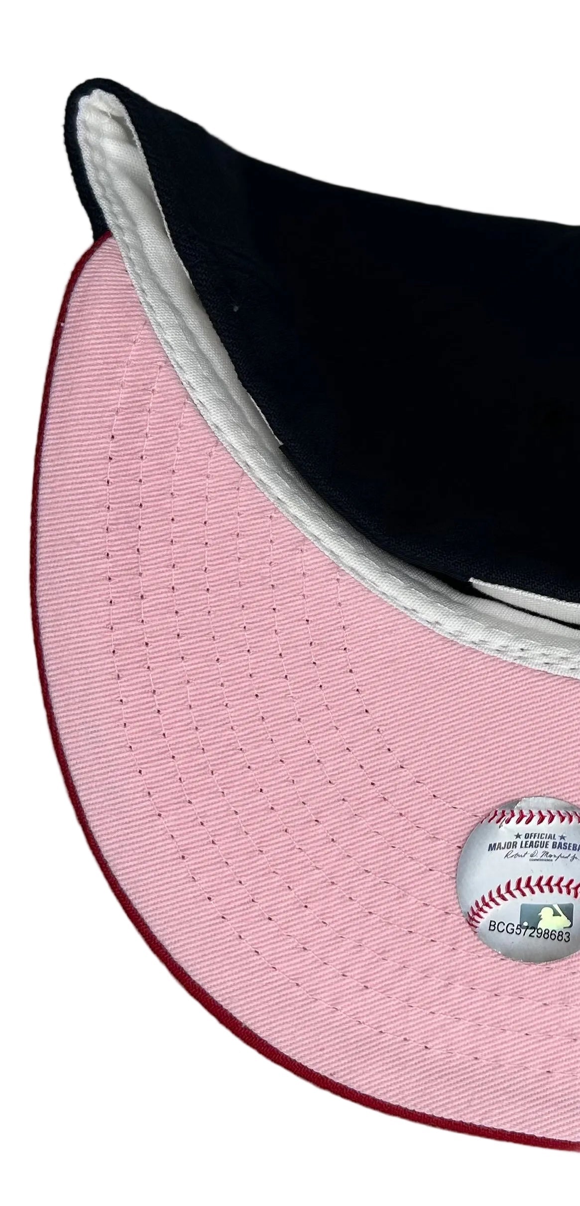 New Era Atlanta Braves 59FIFTY Fitted Hat W/ a pink UV & celebrating their 2021 World Series championship SP.