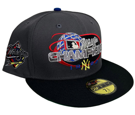 New Era New York Yankees 1998 World Series Champions 59FIFTY fitted hatfeaturing a large embroidered "Champions 1998" globe graphic on the front.