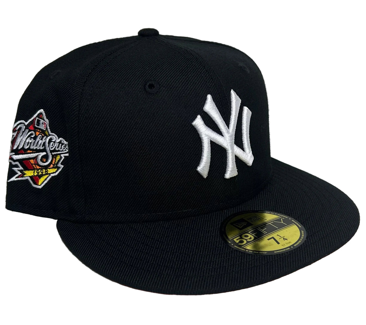 New Era New York Yankees 59FIFTY fitted cap in black with a 1998 World Series side patch an Orange UV.
