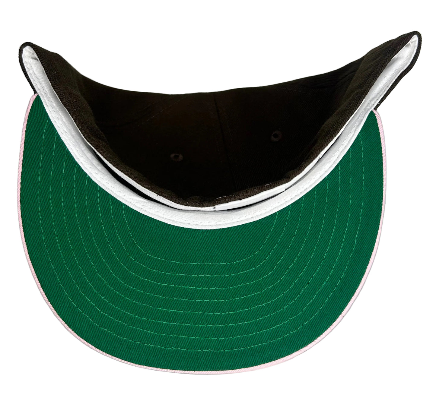New Era 59Fifty fitted hat features a brown crown, pink visor, and a "Saguaros" text embroidered with a cactus side patch.