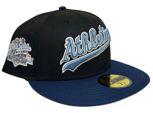 NEW ERA "SAV SCRIPT" OAKLAND ATHLETICS FITTED HAT (OCEANSIDE/BLACK).