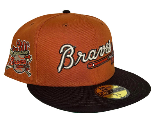 New Era 59Fifty Atlanta Braves Fitted Hat, specifically featuring a 30th Season in Atlantacommemorative patch on the side.